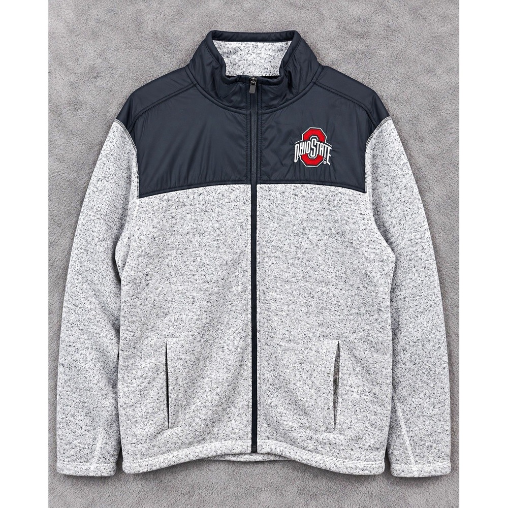 Ohio State Buckeyes Varsity Authentic Apparel Jacket Men XL Gray Black Full Zip